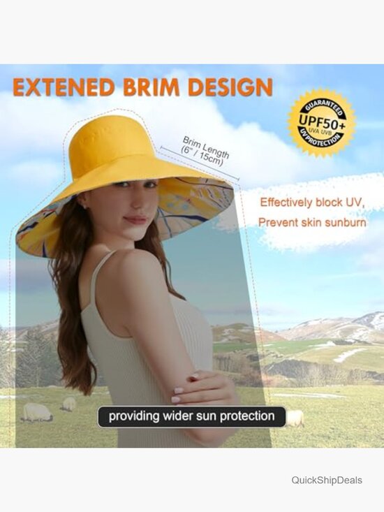 Wide Brim Sun Hat Reversible Bucket Fishing UV Protection Packable Hiking